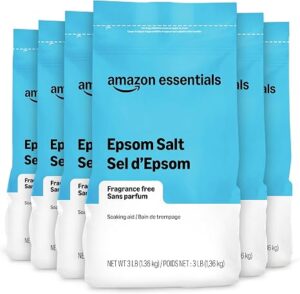 Amazon Essentials Epsom Salt Soak, Magnesium Sulfate USP, 3 Pound, 6-Pack (Previously Amazon Basics)