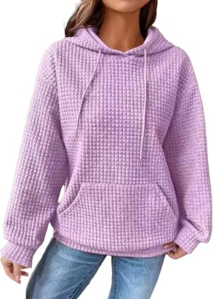 SHAOBGE Cute Hoodies For Women Of Today Prime Todays Daily Deals Women Waffle Knit Cute Hoodies Drawstring Pullover Sweatshirts Fashion Casual.