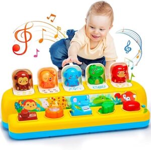 Baby Pop Up Toys with Music & Light Montessori Toys for 1 Year Old Boy Girl Interactive Toy, Learning Musical Baby Toy 12-18 Months, Toddler Toy Age 1-2, Cause and Effect Toys, Birthday Gift for Infant