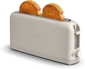 bella Fits-Anywhere™ 2-Slice Slim Toaster, Long Slot & Extra Wide, Oatmilk