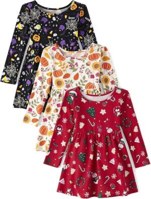 The Children's Place Girls and Toddler Skater Dress, Long Sleeve
