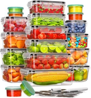 Canfanni 40 Piece Food Storage Containers with Lids, BPA-Free Includes 20 Containers & 20 Lids,Plastic Food Containers for Kitchen Storage and Organization,Leak Proof Meal Prep Container