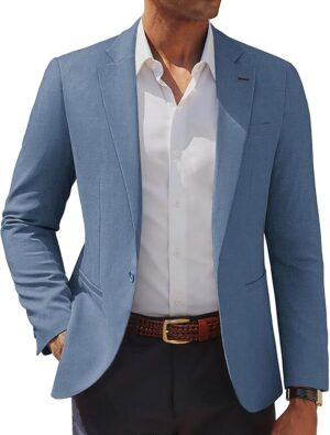 PJ PAUL JONES Men's Casual Blazer Lightweight Sport Coats Slim Suit Jacket One Button Blazer, Notched Lapel, Breathable, Machine Wash, Lightweight Suit Jacket, Casual Daily Business Dating