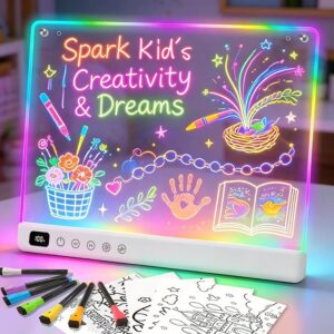 Led Drawing Board with 13 Light Effects, 16" Rechargeable Glow Doodle LED Note Board with Colors, Neon Light Up Drawing Tablet Gifts for Kids for Easter Birthday Christmas Gift Ideas