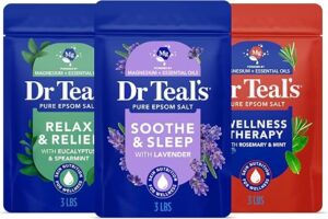 Dr Teal's Epsom Salt Magnesium Soak, Lavender, Eucalyptus & Wellness Trio, 3 lbs (Pack of 3)
