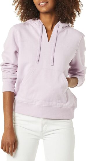 Amazon Essentials Women's Classic-Fit Long-Sleeve V-Neck Hooded Sweatshirt - Discontinued Colors