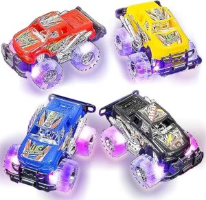 ArtCreativity Light Up Monster Truck Toys for Toddler Boys, Toy Cars Gift Push and Go Friction Powered Cars, 2-Pack, Toddler Boys Age 2-4, Kids Ages 4-8, Birthday Gift, Batteries Included
