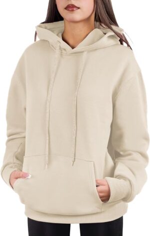 Oversized Pullover Hoodie for Women Soft Fleece Cotton Blend, Cozy Everyday Sweatshirt