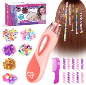 Hair Beads for Girls, Hair Accessories Gifts for 5 6 7 8 9 10 Year Old Kids Hair Gem Stamper Kit with Reusable Beads, 6-10 Year Old Girl Birthday Gift, Kids Hair Accessories for Girls Toys