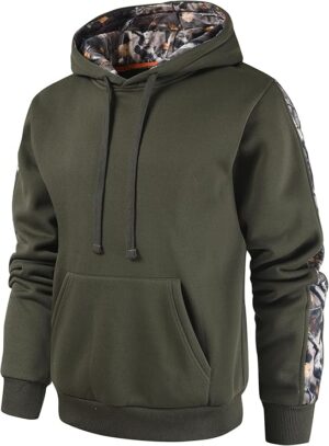 Leidowei Men's Camo Outfitter Fleece Hoodie Pullover Long Sleeve Casual Sweatshirt with Pocket
