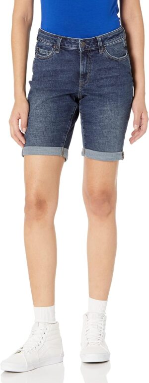 Amazon Essentials Women's Slim Fit Denim Bermuda Shorts with Pockets