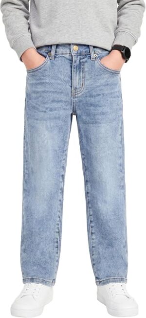 PATPAT Classic Boys Jeans, High Cotton Content Straight Leg Jeans for Boys Comfy fabric & high elasticity jeans for kids, versatile baggy pants for growing child, school, gift giving, 3T-14