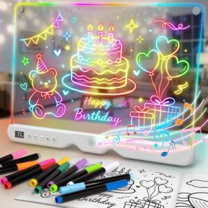 LED Drawing Board for Kids, 16" Rechargeable DIY Light Up Drawing Tablet Rechargeable LED Painting Board with 7 Colors & 3 Light Modes, Large Drawing Surface for Kids Art, Sketching and DIY Crafts