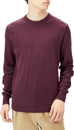 Amazon Essentials Men's Cable Knit Long-Sleeve Crewneck Sweater, 100% Cotton, Big & Tall Options Available