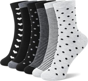 6 Pairs Crew Socks for Women, Soft Cute Funny Cotton Socks