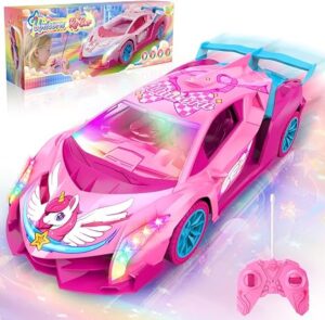 Unicorn RC Car for Girls, Rainbow Glow & Drift Wing Remote Control Car 2.4GHz RC Cars 1:18 Scale,Kids Toys Age 3 4 5 6 7 8 9 10 11 12,Girls Birthday Gifts,Gifts for Kids 3-12 Year Old