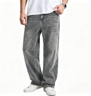 JMIERR Men's Baggy Denim Pants Stretch Wide Leg Jeans Baggy stretch y2k denim jeans for men, relaxed Loose Fit, metal button zip fly, 5-pocket, all season wear, machine wash
