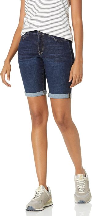 Amazon Essentials Women's Slim Fit Denim Bermuda Shorts with Pockets