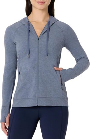 Amazon Essentials Women's Athletic Soft Performance Lightweight Zip Up Workout Hoodie Jacket