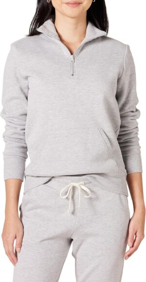 Amazon Essentials Women's Long-Sleeve Fleece Quarter-Zip Pullover Sweatshirt, Kangaroo Pocket (Available in Plus Size)