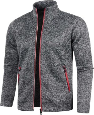 Lolvmvchi Mens Autumn And Winter Zipper Neck Solid Sweater Long Sleeve Fashion Top Sweatshirt Coat Coat