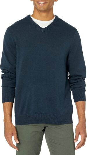 Amazon Essentials Men's Regular Fit Cotton V-Neck Pullover Sweater (Available in Big & Tall)