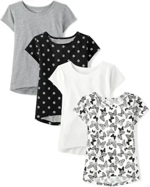 The Children's Place Girls' Short Sleeve Graphic High Low Top