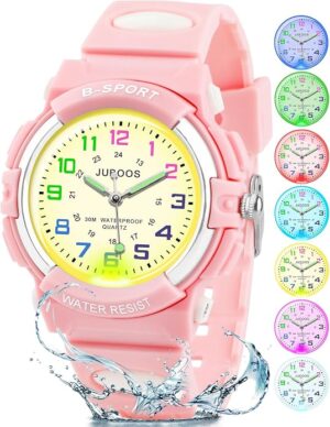 Juboos Kids Watch Analog for Boys Girls Teens Waterproof Sport Wristwatch Childrens Soft and Adjustable Band Thoughtful Present Time Teaching for Ages 5-15