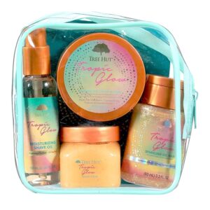 Tree Hut Everything Shower Gift Set, Tropic Glow Exfoliating Body Scrub, Body Wash, Shave Oil & Body Butter, Self Care Gift Set, Hydrating & Moisturizing with Shea Butter