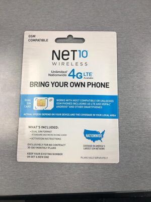 Net 10 Activation kit - for gsm phones and smartphones for unlocked / ATT AT&T