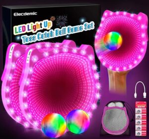 3D LED Light Up Toss Catch Paddle Ball Game Set Glow Dark Toys Baseball,Throw,Gifts,Back Yard,Outdoor,Camping,Age 5 6 7 8 9 10 11 12 Years Old Boy,Girl,Kid,Adult,Family,Birthday