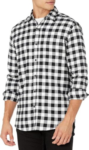 Amazon Essentials Men's Regular Fit Long-Sleeve Flannel Shirt, Soft Brushed Cotton, Lightweight yet Warm