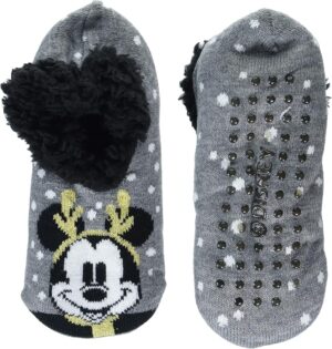 Disney Women's Mickey Mouse Holiday Teddy Fur Slipper Socks