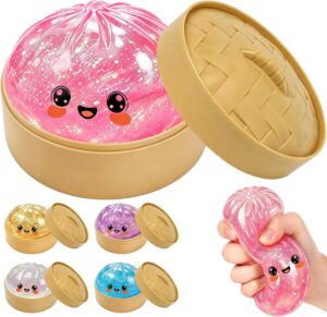 Cute Dumpling Squishy Fidget Toys, Bright‑Colored Stretch Squeeze Balls, Soft Sensory Stress Relief Toys, Perfect Holiday Presents with Premium Gift Box